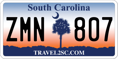 SC license plate ZMN807