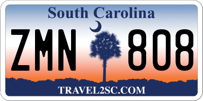 SC license plate ZMN808