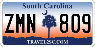 SC license plate ZMN809