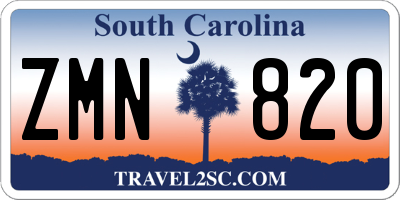 SC license plate ZMN820