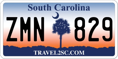 SC license plate ZMN829