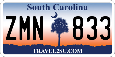 SC license plate ZMN833