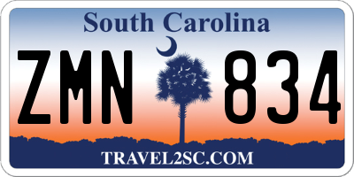 SC license plate ZMN834