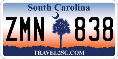SC license plate ZMN838