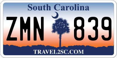 SC license plate ZMN839