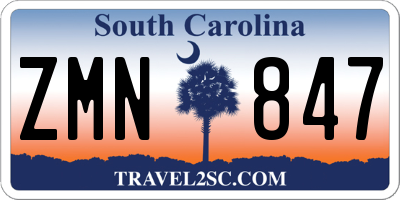 SC license plate ZMN847