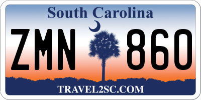 SC license plate ZMN860