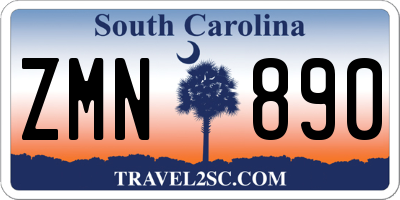 SC license plate ZMN890