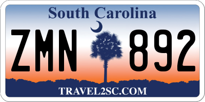 SC license plate ZMN892