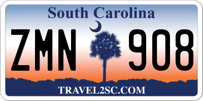 SC license plate ZMN908