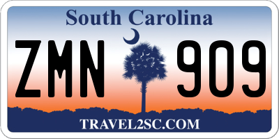 SC license plate ZMN909