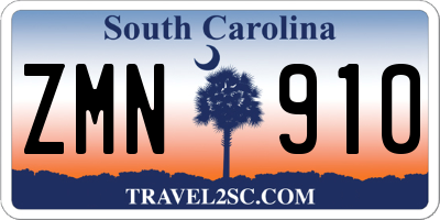 SC license plate ZMN910