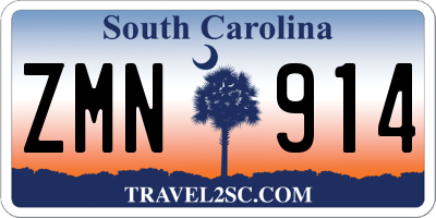SC license plate ZMN914