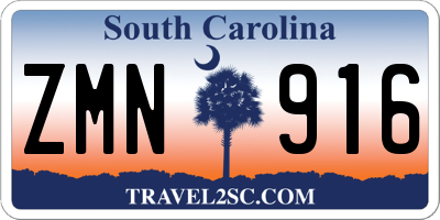 SC license plate ZMN916