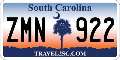 SC license plate ZMN922
