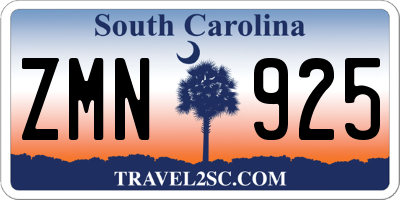 SC license plate ZMN925