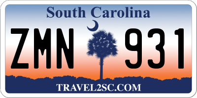SC license plate ZMN931
