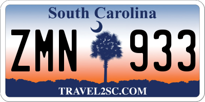 SC license plate ZMN933