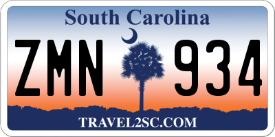 SC license plate ZMN934