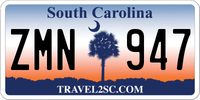 SC license plate ZMN947