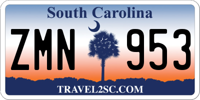 SC license plate ZMN953