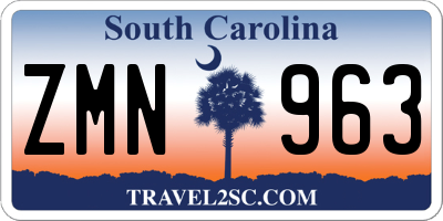 SC license plate ZMN963
