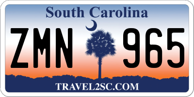 SC license plate ZMN965