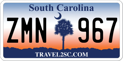 SC license plate ZMN967