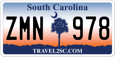 SC license plate ZMN978
