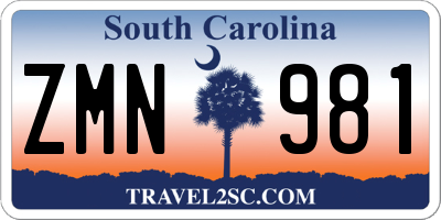 SC license plate ZMN981