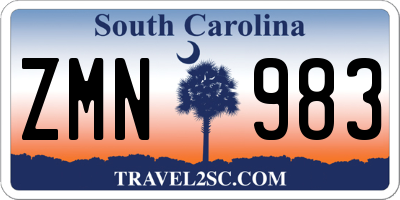 SC license plate ZMN983
