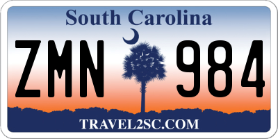 SC license plate ZMN984
