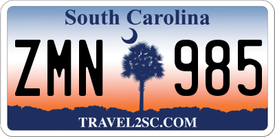 SC license plate ZMN985