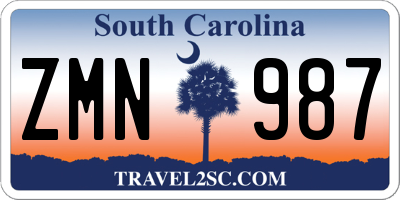 SC license plate ZMN987