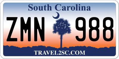 SC license plate ZMN988