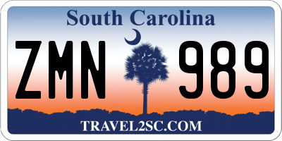 SC license plate ZMN989