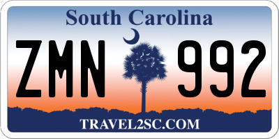 SC license plate ZMN992