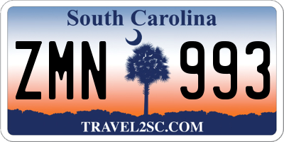 SC license plate ZMN993