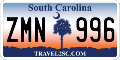 SC license plate ZMN996