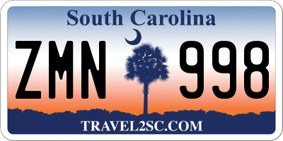 SC license plate ZMN998