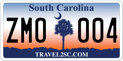 SC license plate ZMO004