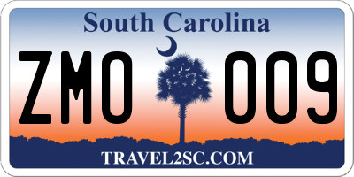 SC license plate ZMO009