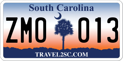 SC license plate ZMO013