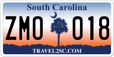 SC license plate ZMO018