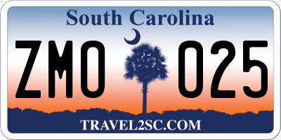 SC license plate ZMO025