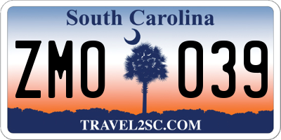 SC license plate ZMO039