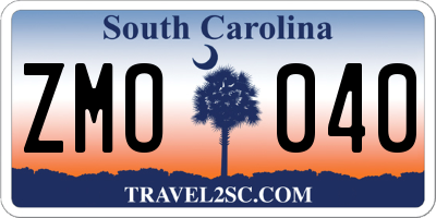 SC license plate ZMO040