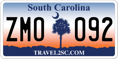 SC license plate ZMO092