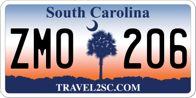 SC license plate ZMO206