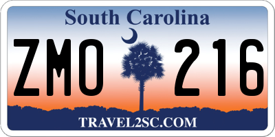SC license plate ZMO216